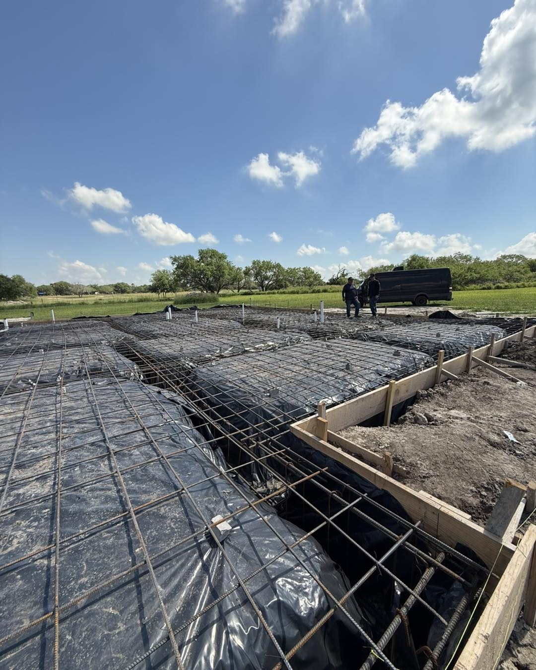 Foundation rebar grid ready for concrete